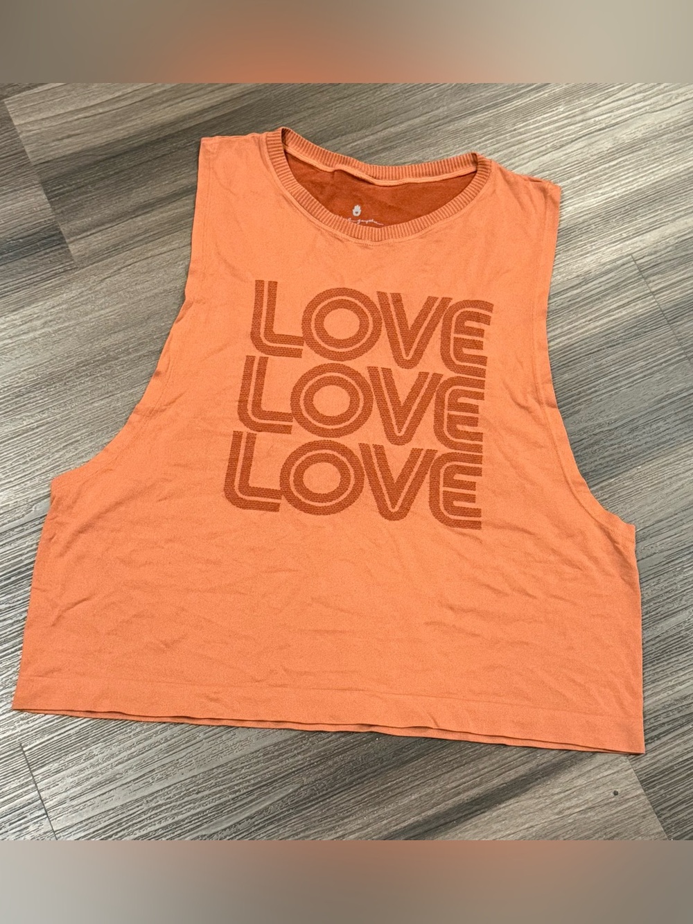 Spiritual Gangster Love Love Love Muscle Tank M/L Rust Orange Yoga